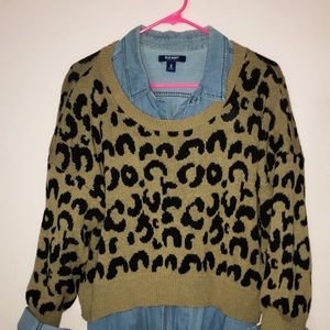 Comfy Cropped Cheetah Print Sweater XL